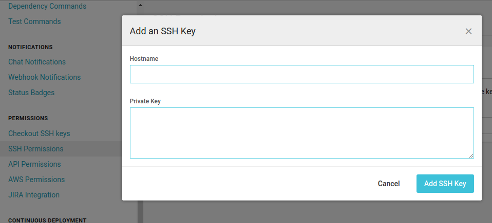 CircleCI add private SSH key